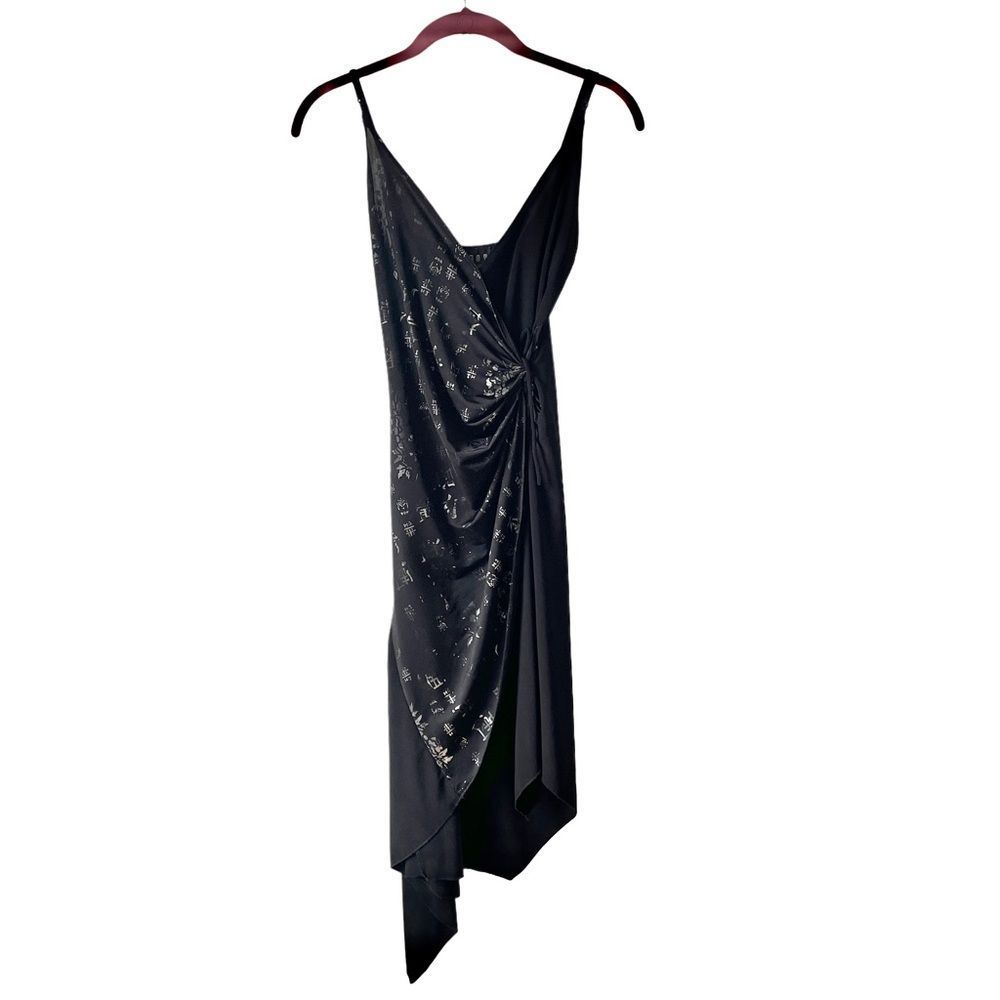 Vintage Y2K black wrap dress with asymmetric hem